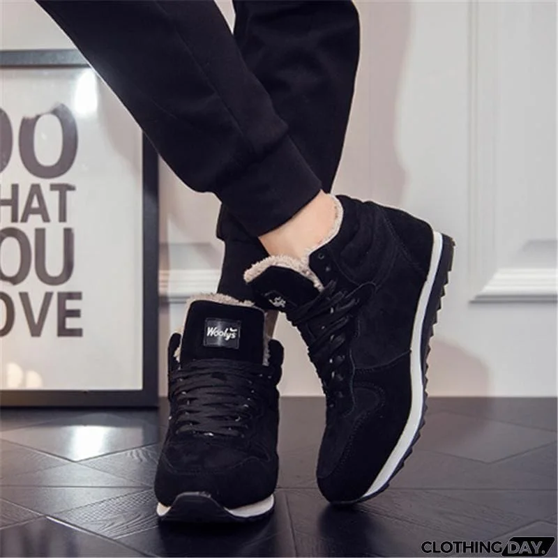 Winter&nbsp;Lace Up Snow Sneakers Warm Fur Lined Shoes