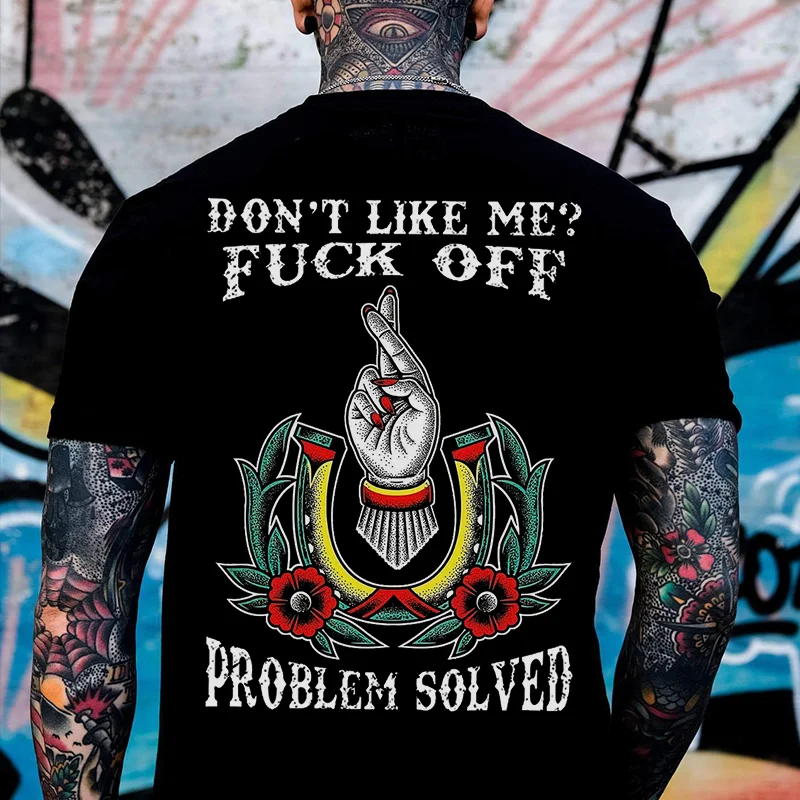 DON'T LIKE ME FUCK OFF Devil Hand Print Men's T-shirt
