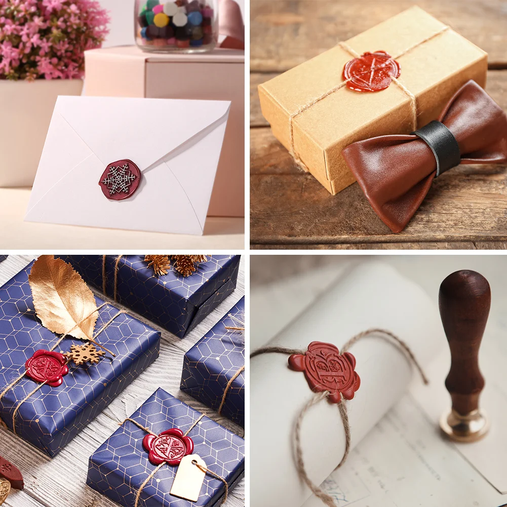 Wood Handle Paint Seal Retro Plant Pattern DIY Wax Seal Stamp Post Decor