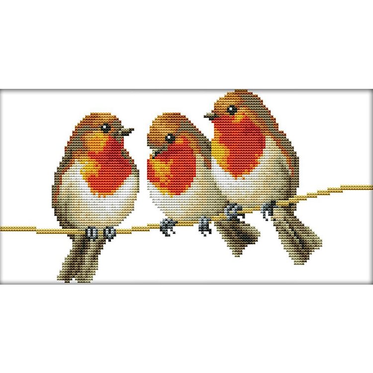 Joy Sunday - Birds - 14CT 2 Strands Threads Printed Cross Stitch Kit - 34x19cm(Canvas)