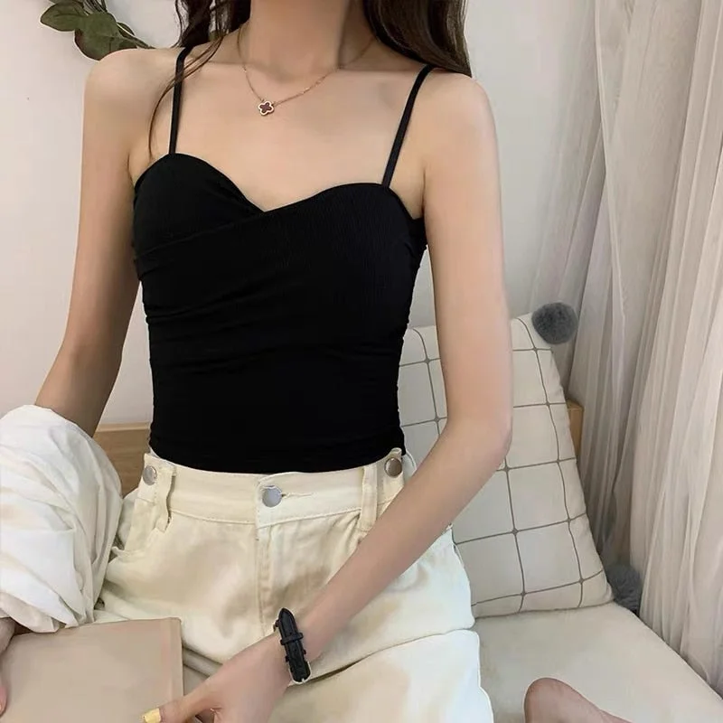 Women Cotton Underwear Push Up Brassreie Women Suspender Tank Up Sexy Fashion Top Ladies Solid Color Lingerie Female  Soft Top