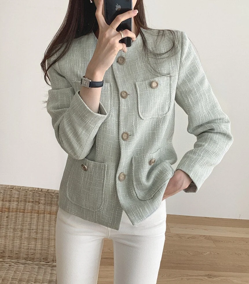 Autumn Winter Tweed Coat 2020 Fashion Women's  Long SleeveJacket Vintage Cardigan  Woolen
