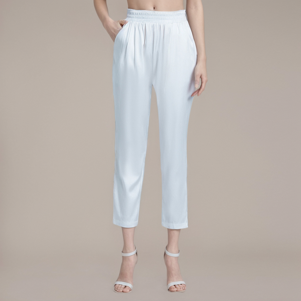Elastic Waist Silk Harlan Pants REAL SILK LIFE