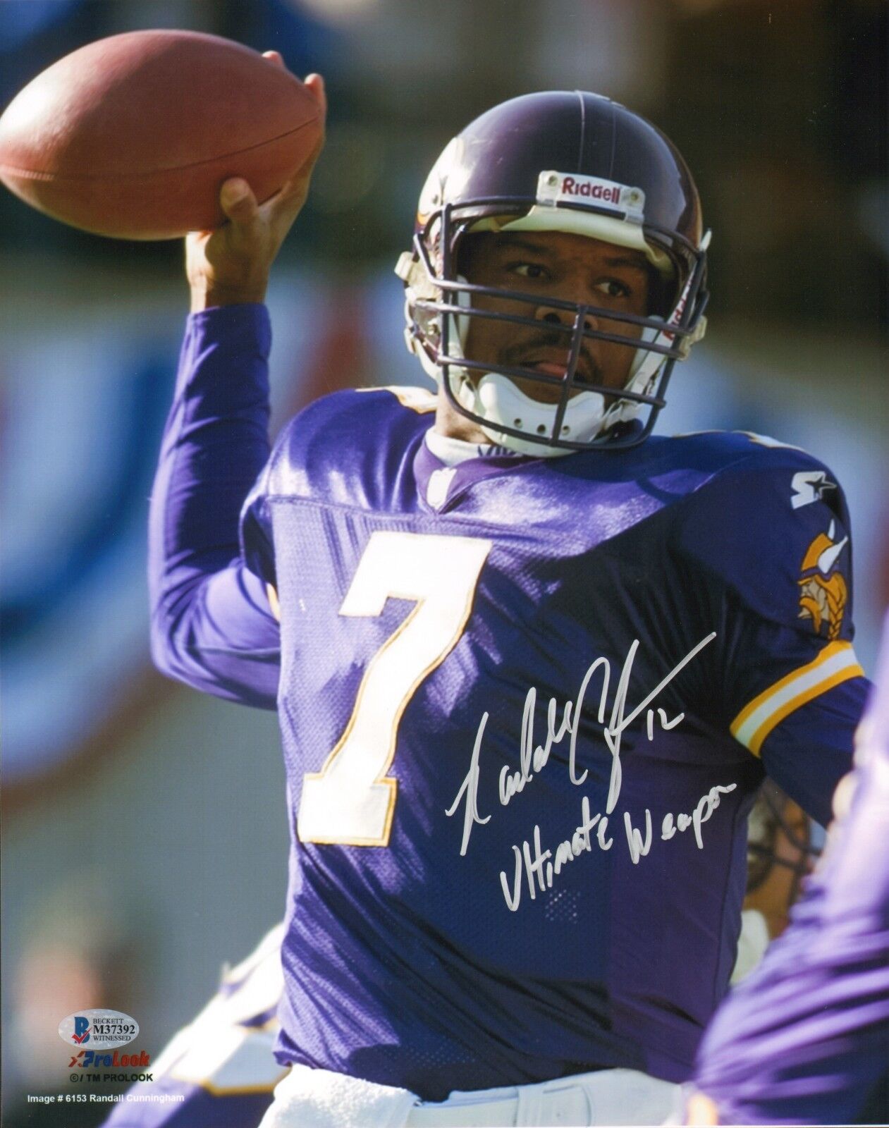 Randall Cunningham Signed Vikings Football 11x14 Photo Poster painting BAS Beckett COA Autograph