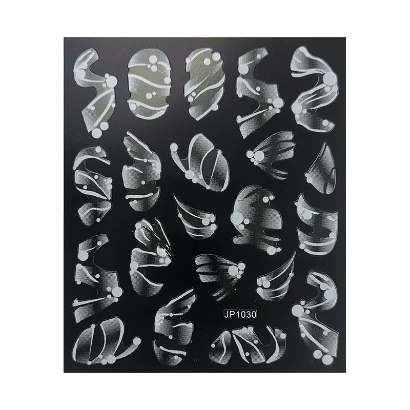 5D White Nail Sticker Rose Flower Engraved Embosse Design Transfer Decals Slider Wraps DIY Nail Art Decoration Accessories