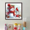 Snowman And Bird-11CT Stamped Cross Stitch 50*50cm/19.69*19.69in
