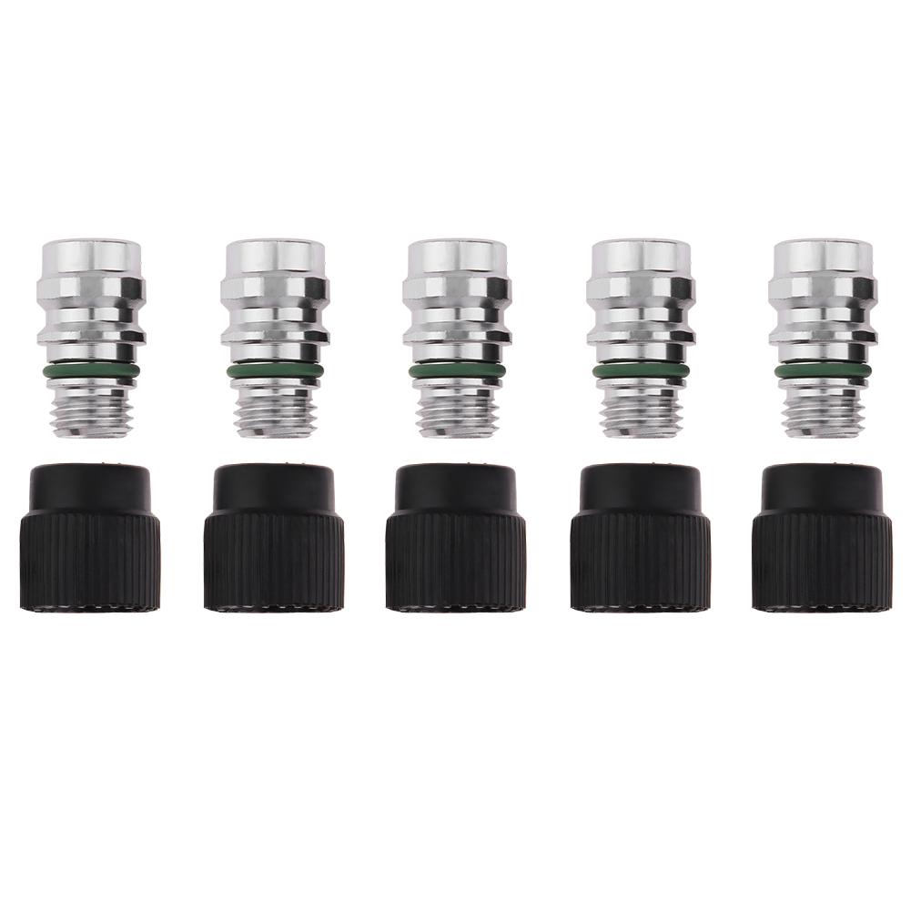 

5pcs High Side A/C Service Charge Port Ball Valve Cores with Caps for GM VW, 501 Original