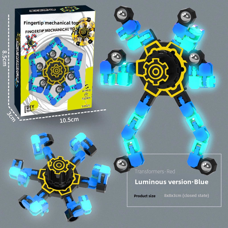 Gyro Toy Children’s Boy’s Transformable Luminous Puzzle Mechanical Fingertip Finger Rotation Decompression Boy’s Toy