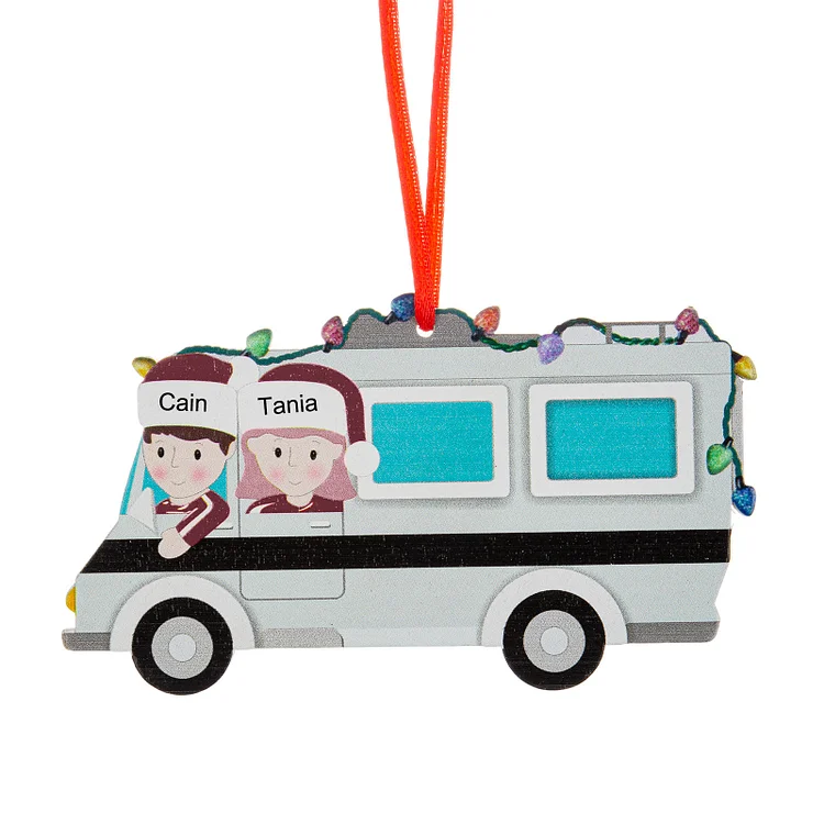 Personalized 2021 Christmas RV Ornament Custom 2 Names Home Decor for Family