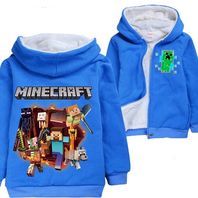 Mayoulove Minecraft Windows 10 Edition Game Boys Zip Up Fleece Hoodie Jacket-Mayoulove