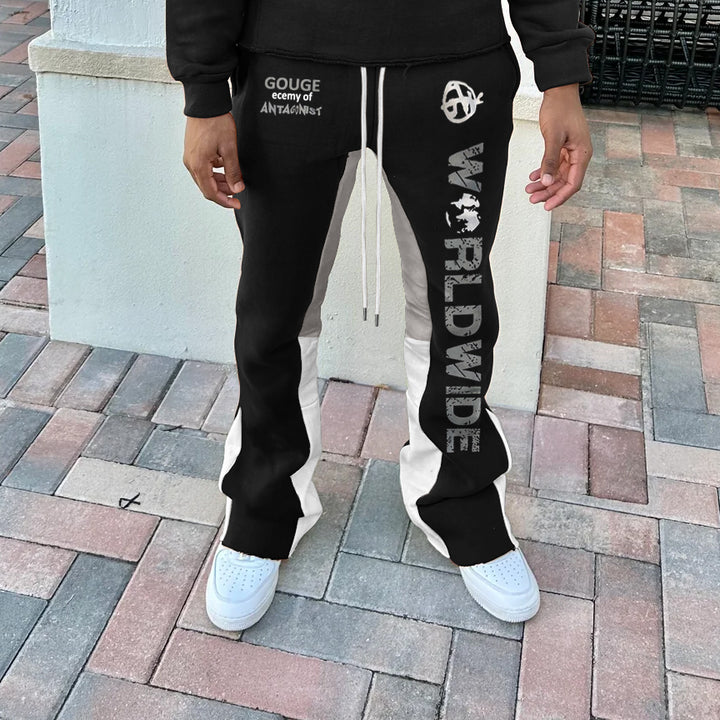 Loveciss®/ Personalized Street Style Contrasting Letter Pattern Flared Trousers