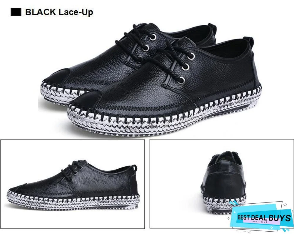 Men Breathable Comfortable Split Leather Men Loafers Flats Casual Shoes