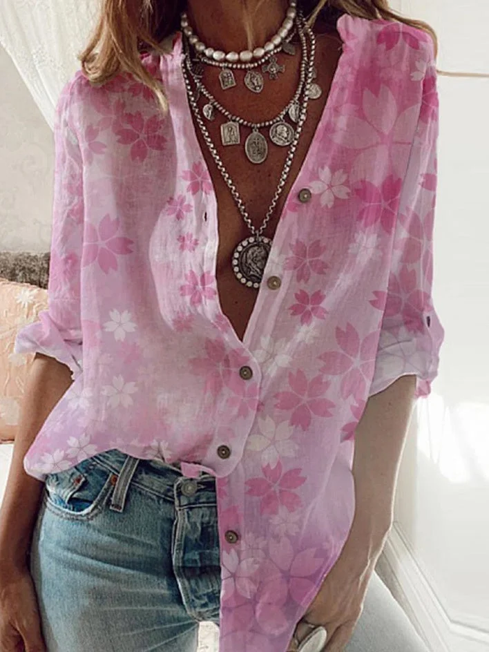 Printed Long Sleeve Cardigan Single Breasted Shirt