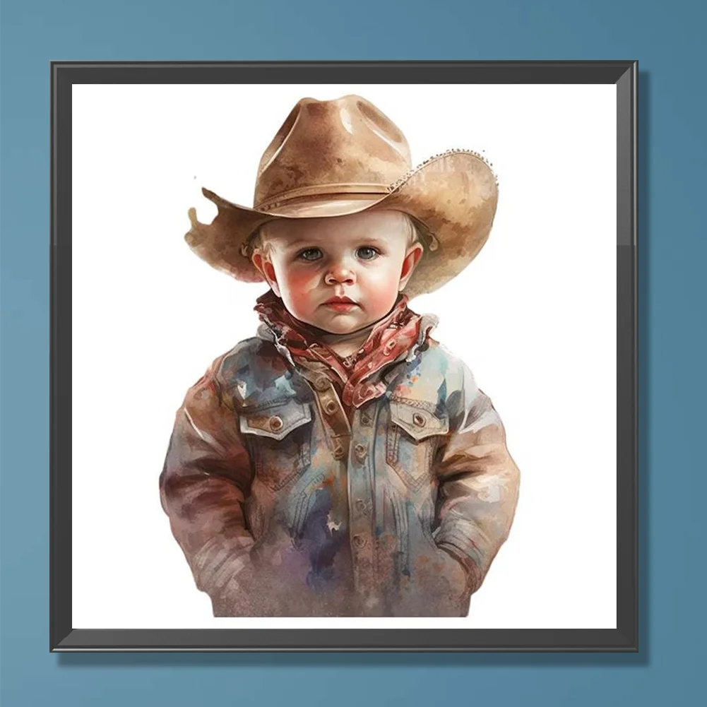 Diamond Painting - Full Round Drill - Cowboy Kid(Canvas|30*30cm)