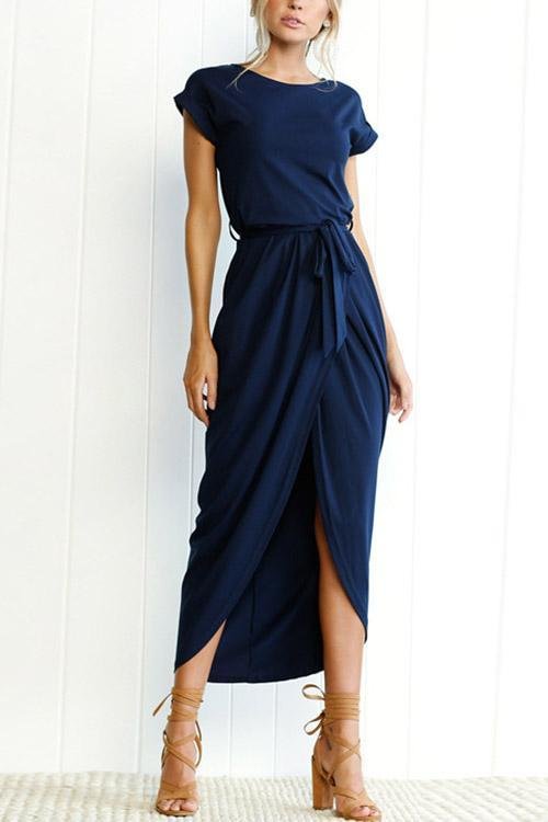 Casual Fashion Belt Long Dress - Shop Trendy Women's Clothing | LoverChic