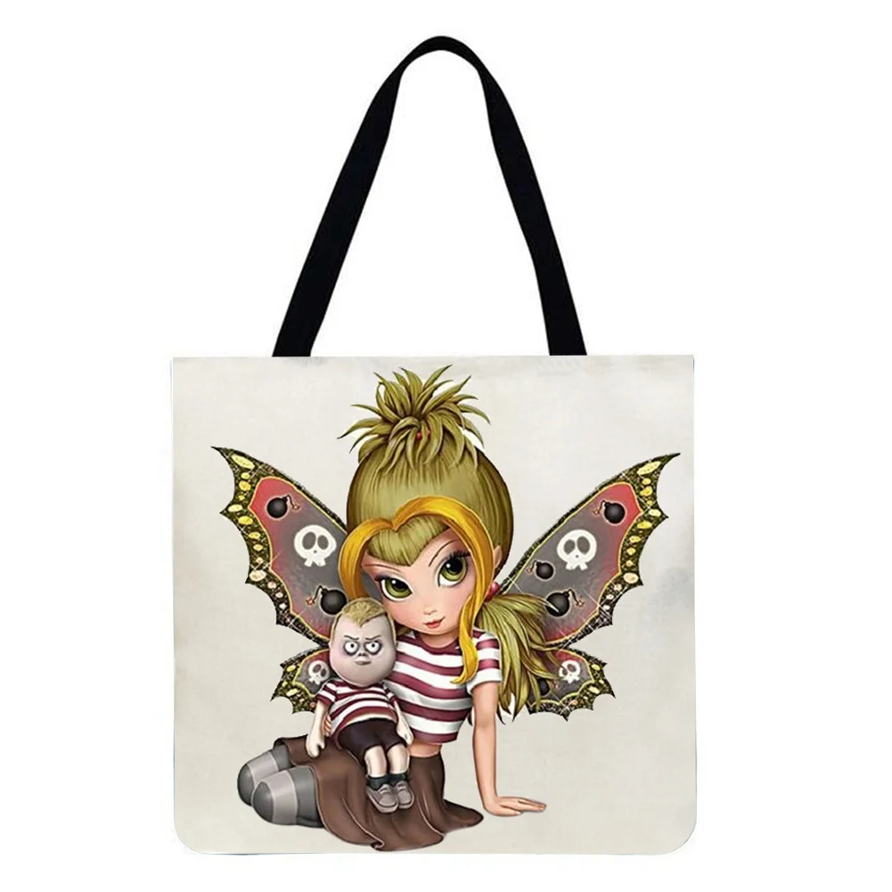 Linen Tote Bag-Cartoon elf