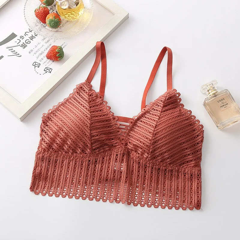 Drop Ship Back Cross Buckle Lace Bralette Female Sexy Bras Solid Wire Free Bra Ultrathin Brassiere Push Up Underwear Lingerie