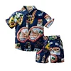 Kid Boy Baby Beach Breeze Print Shirt Shorts 2 Pcs Sets
