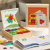 🔥 50% DE R&Eacute;DUCTION ! ✨ Puzzle Magn&eacute;tique en Bois - 180 Pi&egrave;ces G&eacute;om&eacute;triques, Apprentissage STEM, Bo&icirc;te de Rangement Portable 🧲🧩