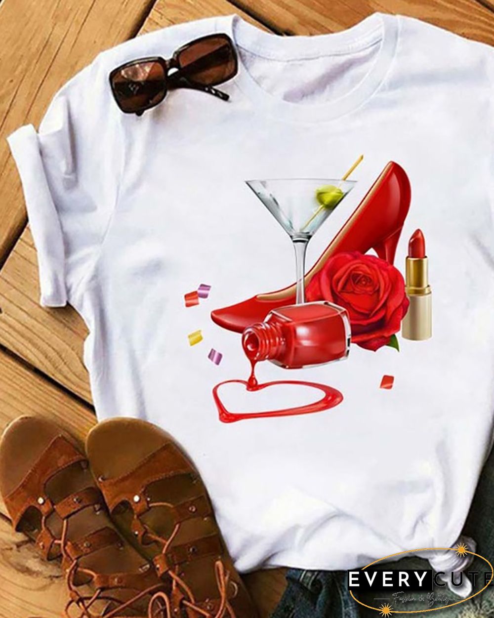Graphic Print Short Sleeve Casual T-Shirt