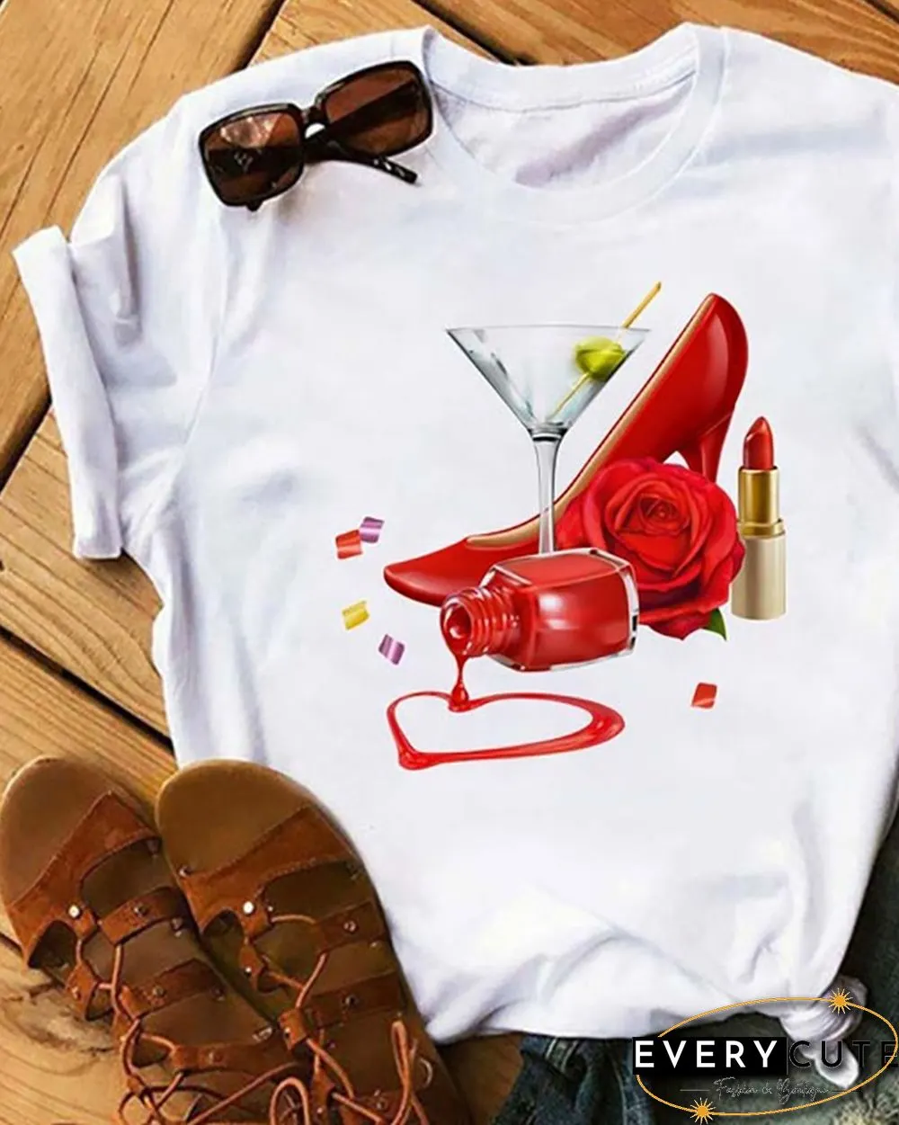 Graphic Print Short Sleeve Casual T-Shirt