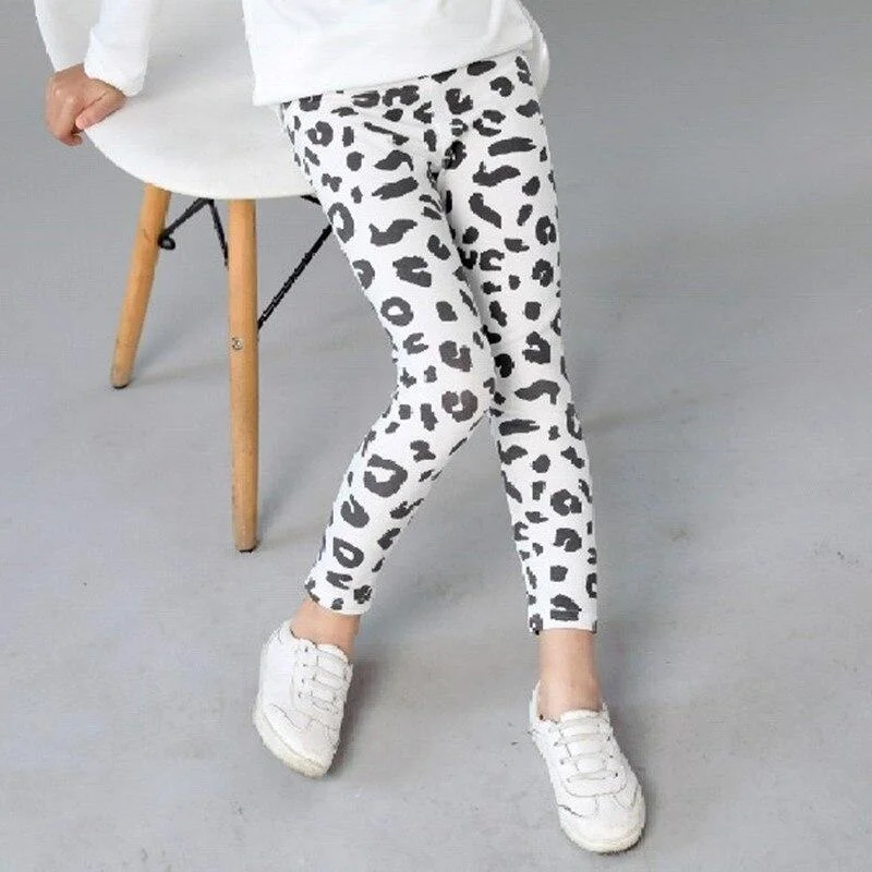 2-10Y Girls Leggings Kids Skinny Bottoms Spring Autumn Flower Print Pants Cute Pencil Pants Children Casual Trousers Girl Capris