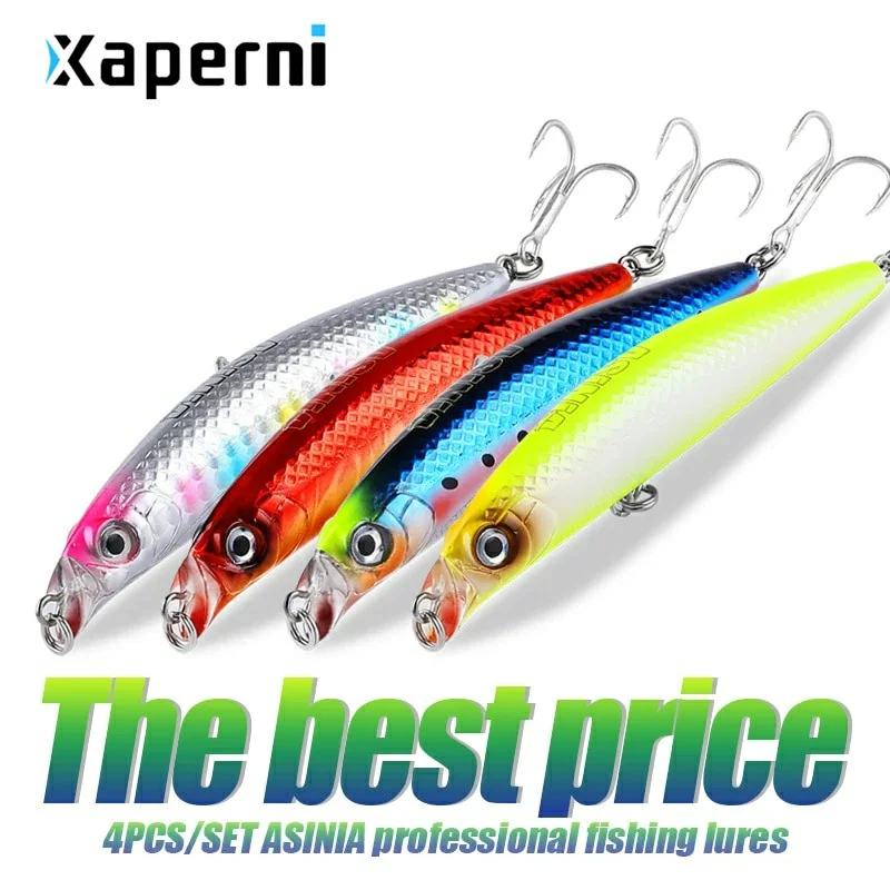 ASINIA Best price 4pcs each set 9cm 10g depth 0.5-1m fishing lures hard bait 10color choose minnow quality professional