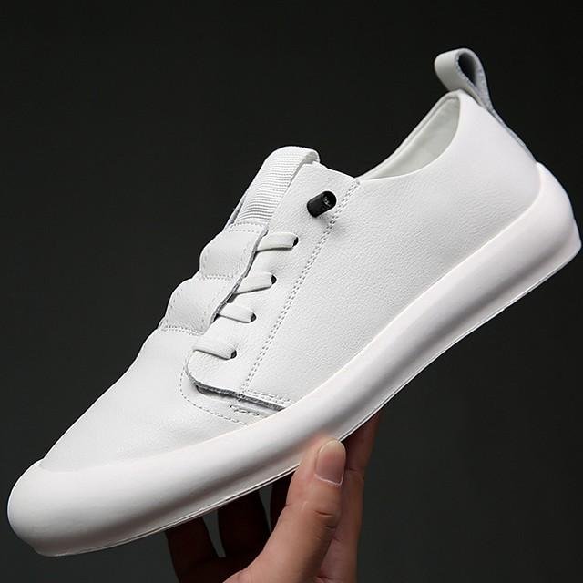 Men's Summer / Fall Daily Trainers / Athletic Shoes Leather White / Black - VSMEE