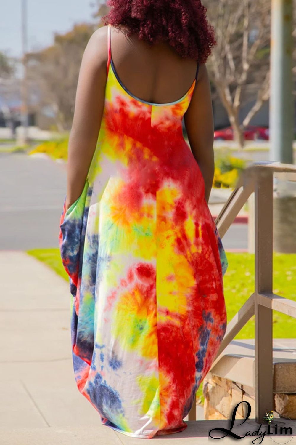 Ink Green Casual Print Patchwork Spaghetti Strap Sling Dress Plus Size Dresses