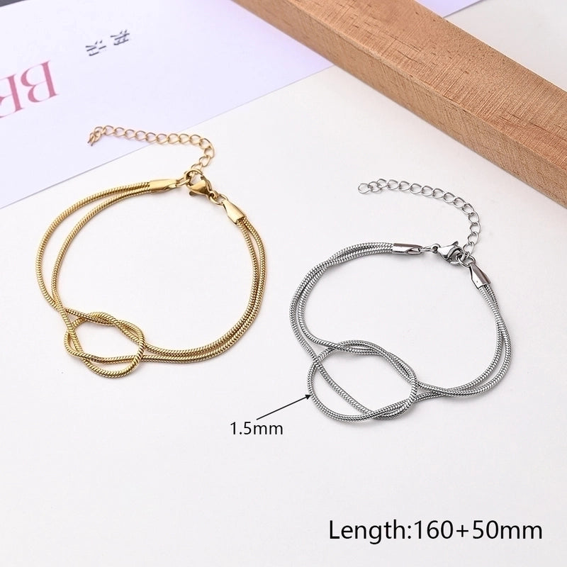 Casual Modern Style Minimalist Knot Solid Color 304 Stainless Steel 18K Gold Plated Bracelets In Bulk