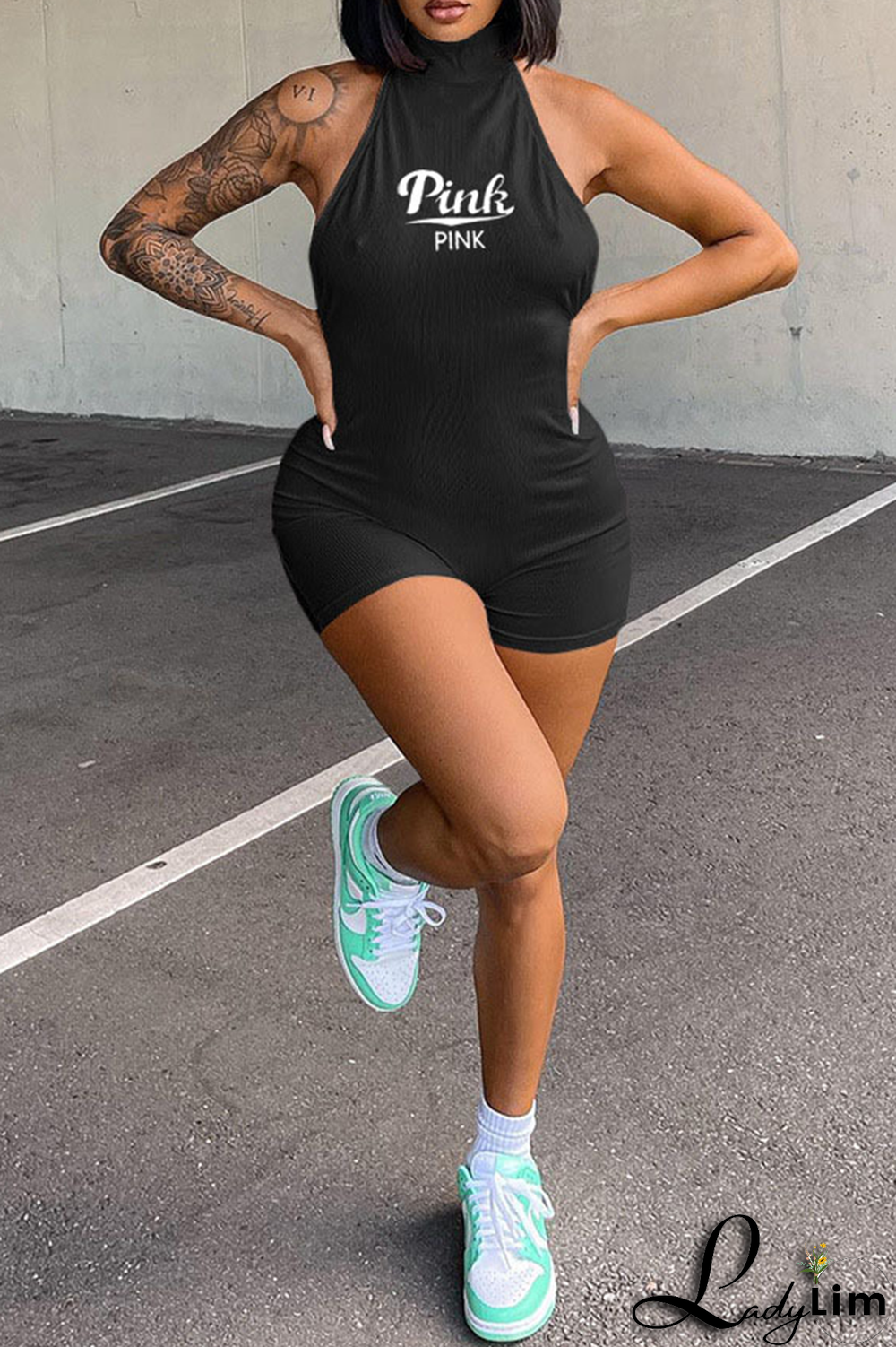 Red Sexy Print Patchwork Halter Skinny Jumpsuits