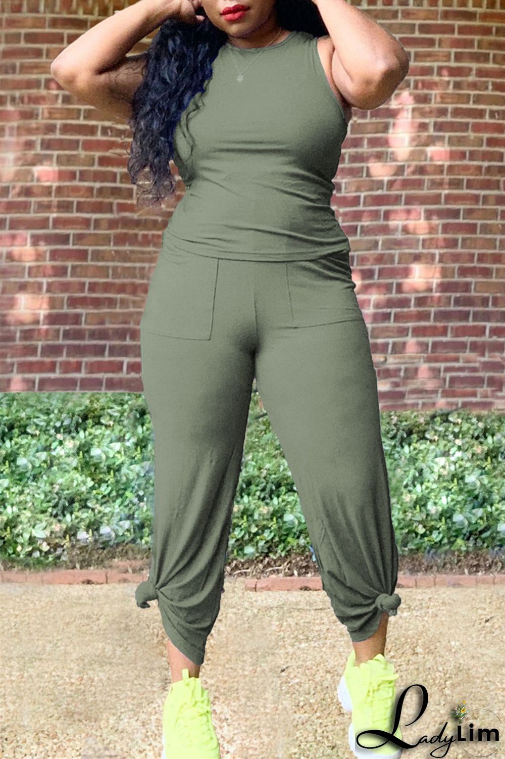 Purple Fashion Casual Solid Split Joint O Neck Sleeveless Two Pieces