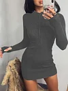 Solid Color Bodycon Long Sleeves Mini Dress