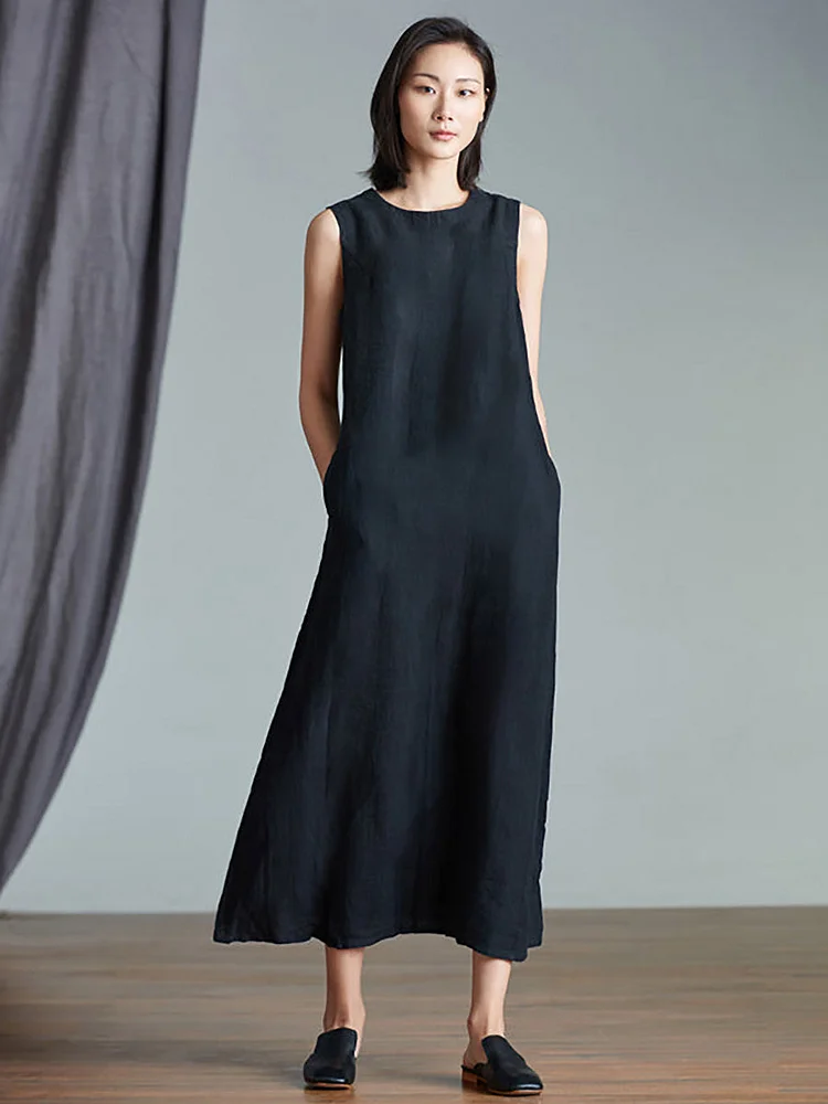Plus Size S-Shaped Curve Spliced Solid Color Dress