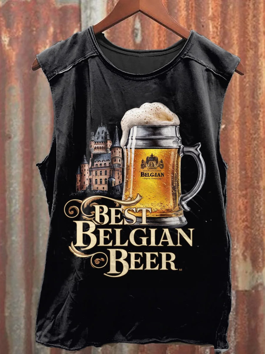 Men's Casual Best Beer Printed Tank Top