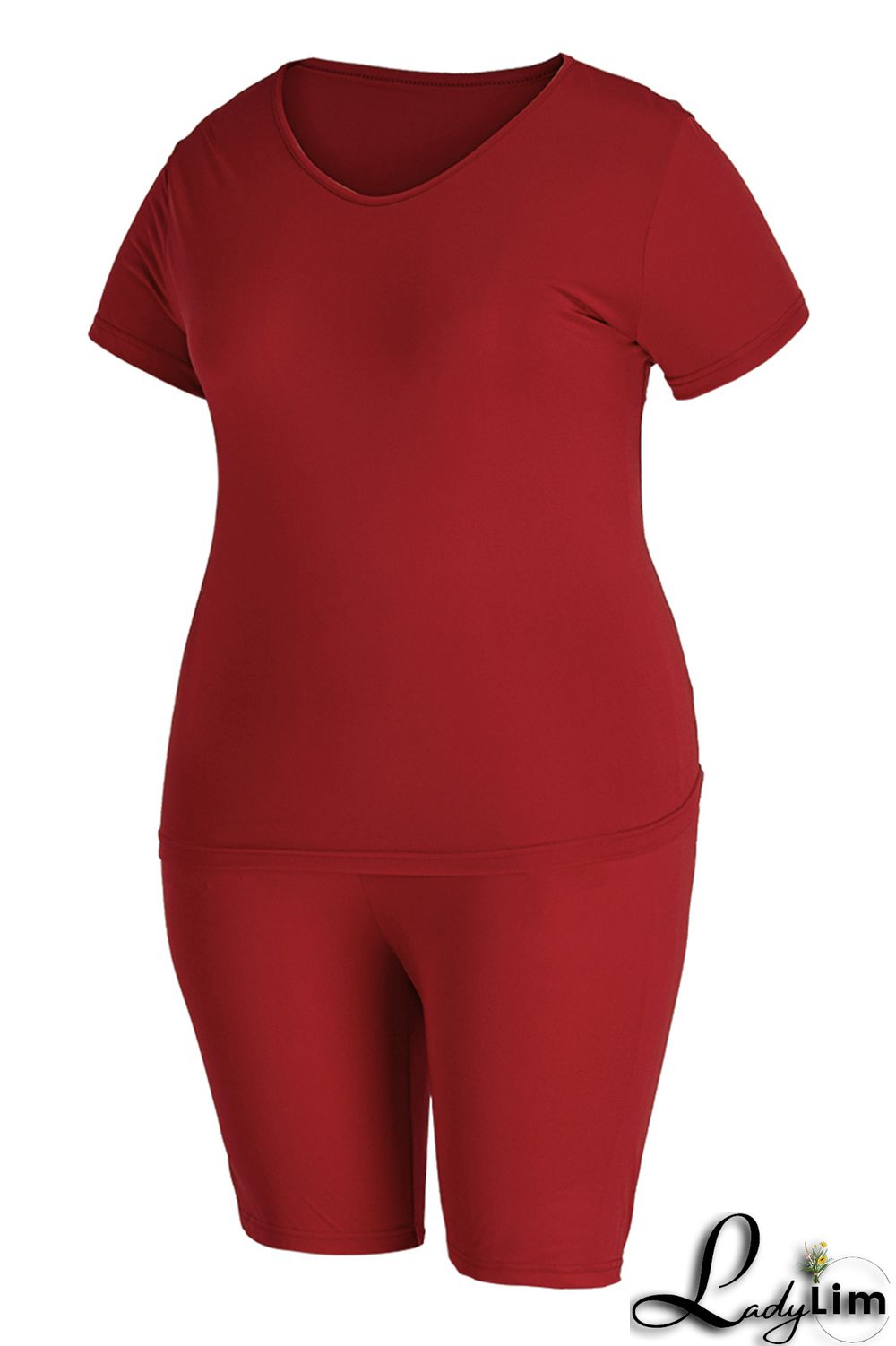 Black Fashion Casual Solid Basic O Neck Plus Size Two Pieces