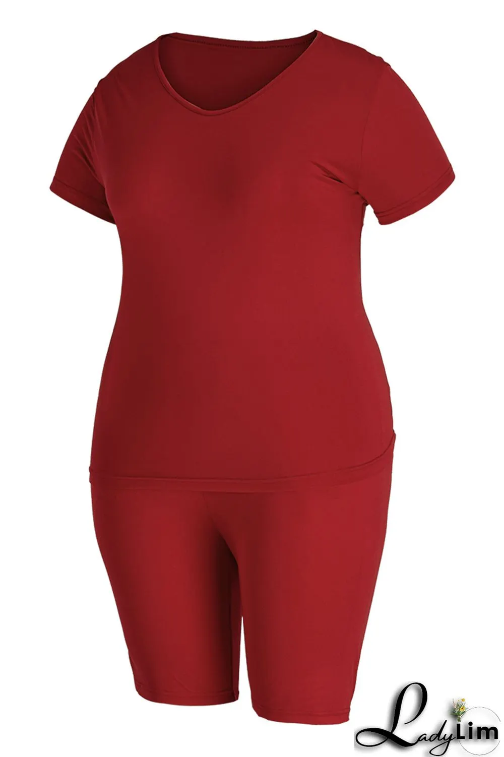 Black Fashion Casual Solid Basic O Neck Plus Size Two Pieces