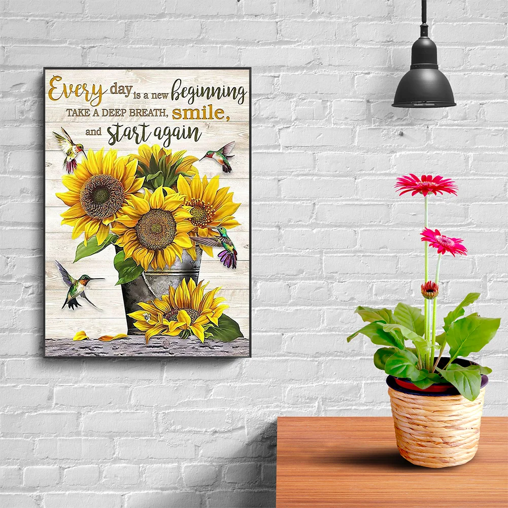 Diamond Painting - Full Round Drill - Sunflower Letters(30*40cm)