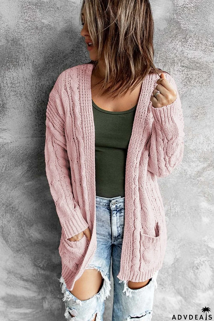 Pink Open Front Cardigan