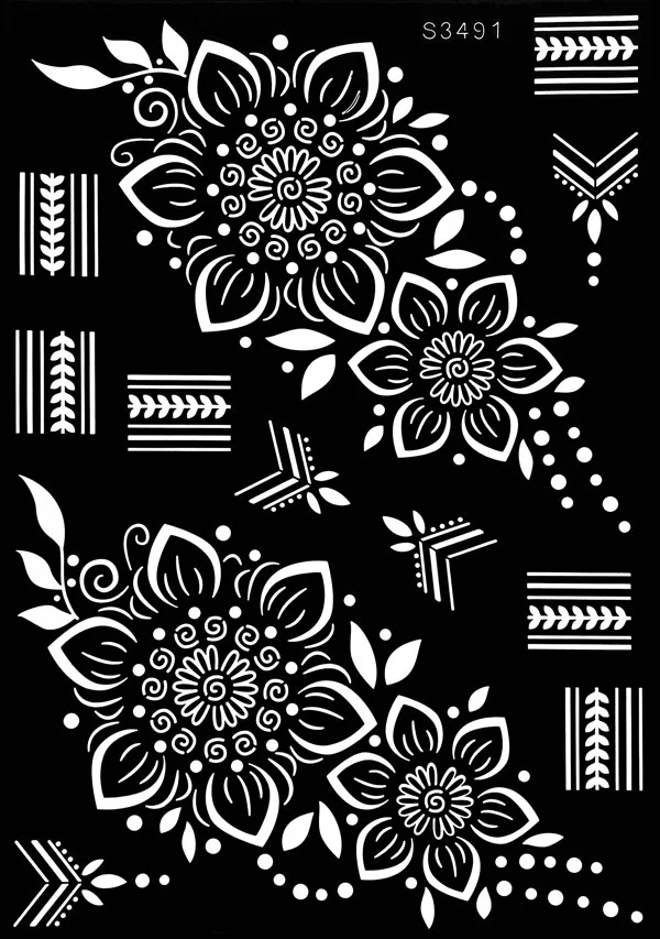 Sdrawing Drawing Henna Template for Hand Henna Tattoo Stencil Flower Tattoo Design for Women Wedding Festival Party Tatoo Tools
