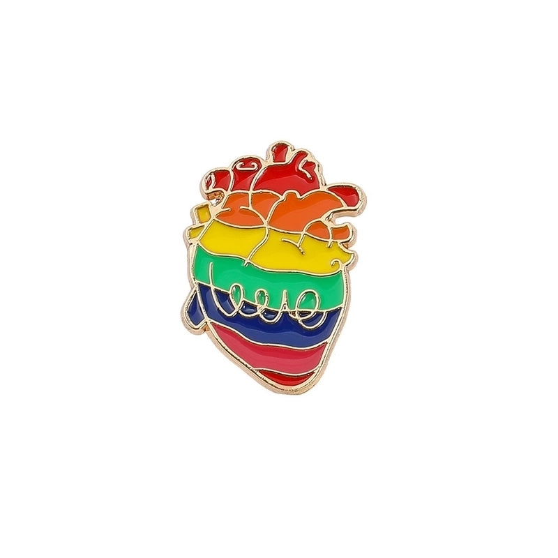 Fashion Pin Rainbow Heart Shape Alloy Plating Unisex Brooches