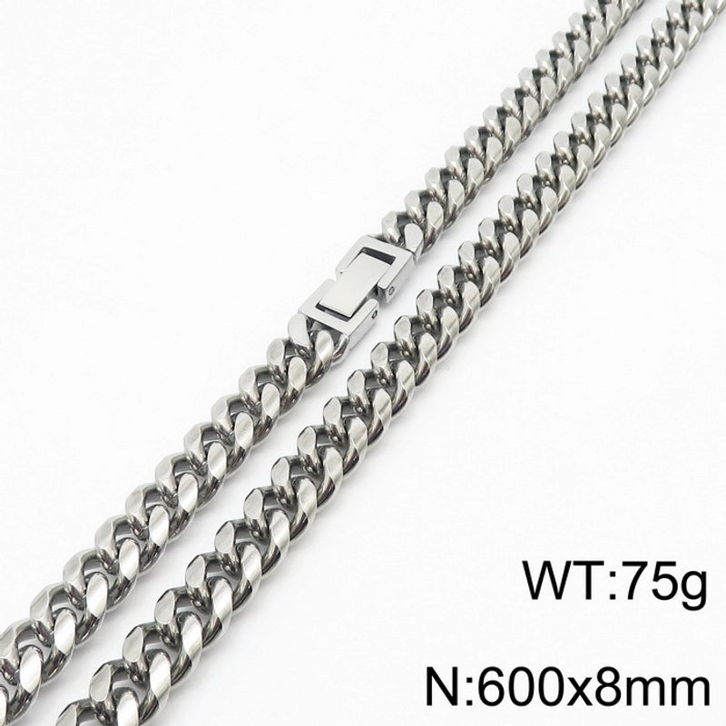 Minimalist Solid Color Titanium Steel Chain Men’s Necklace