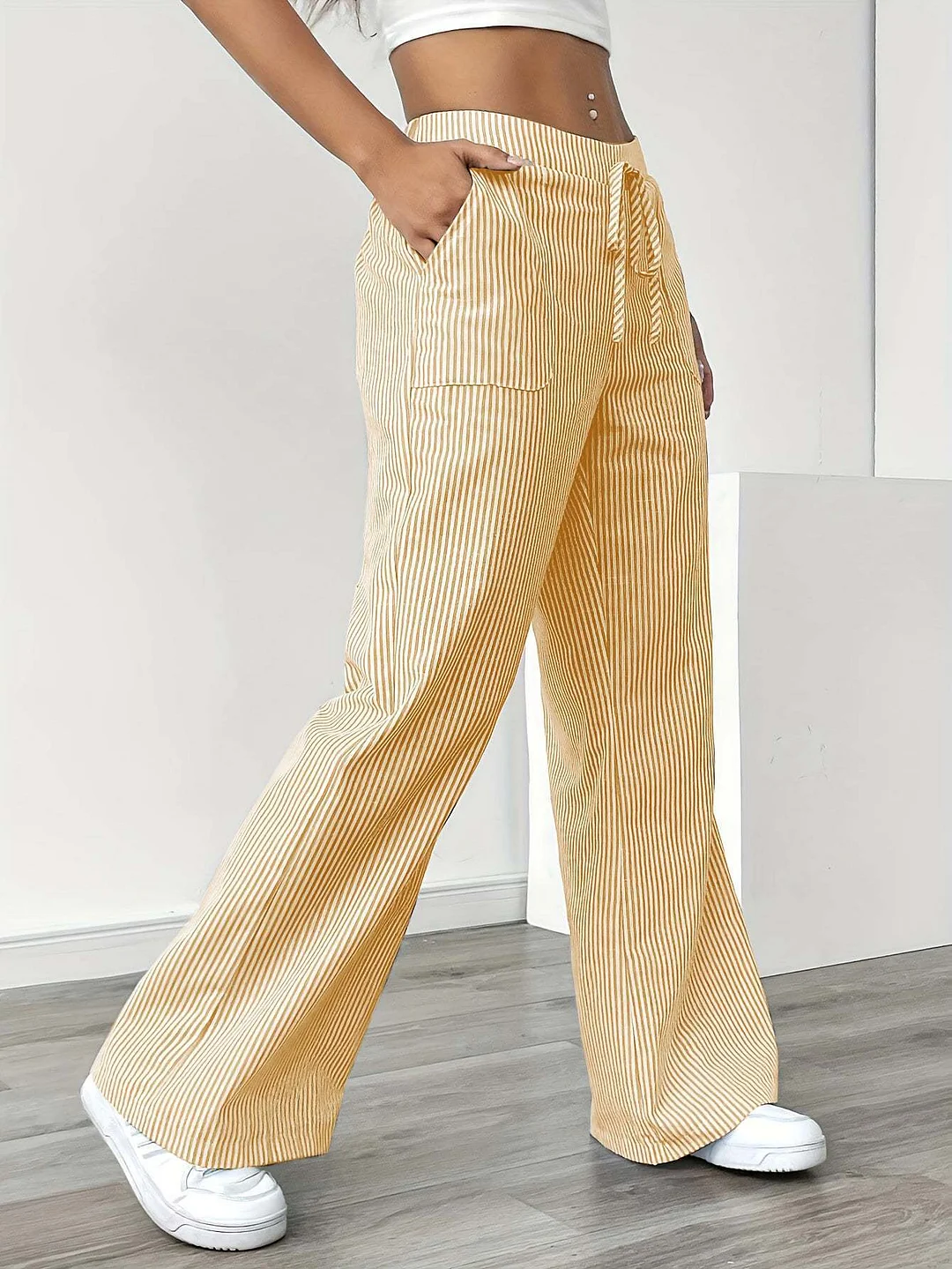 Nigikala Nigikala New Striped Trousers Casual Street Fashion Loose Broad-Legged Women