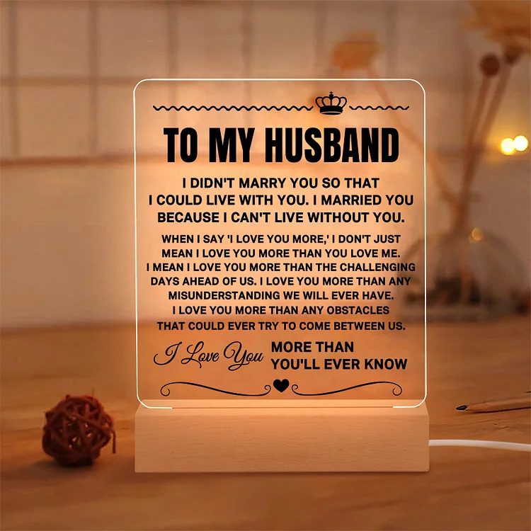 To My Husband Night Light, "I Love You More Than You'll Ever Know" LED Lamp Romantic Gifts for Him