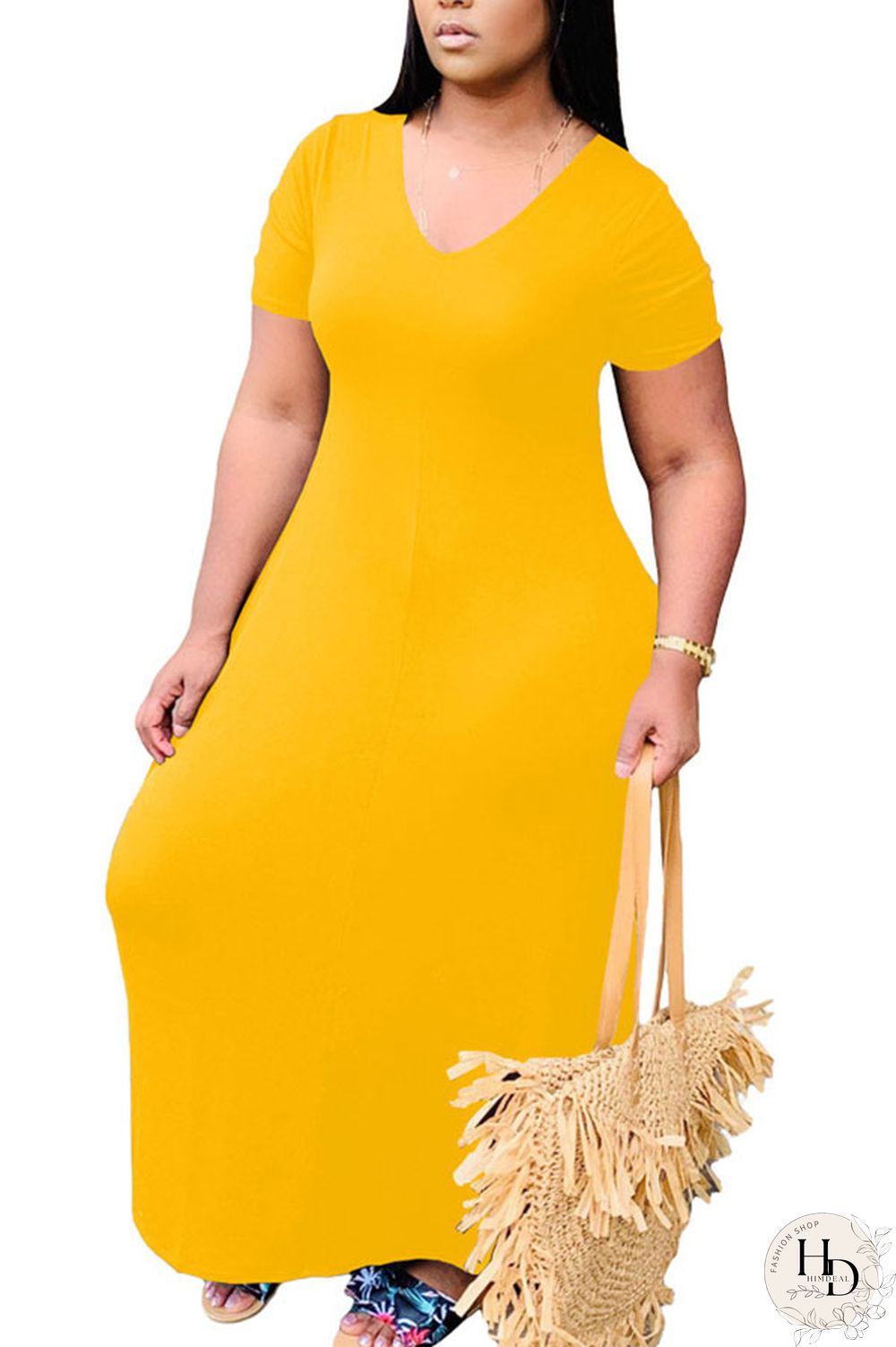 Wine Red Polyester Fashion Casual Black Grey Pink Yellow Wine Red Royal blue Cap Sleeve Short Sleeves V Neck Swagger Ankle-Length Solid Dresses