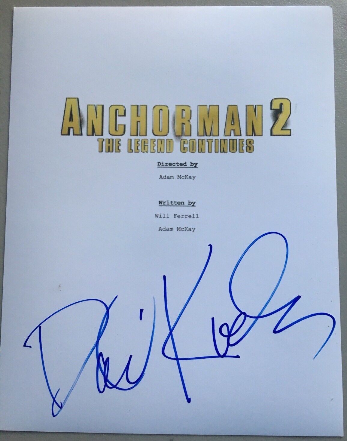 DAVID KOECHNER SIGNED ANCHORMAN MOVIE SCRIPT COVER AUTOGRAPH PROOF 8.5x11