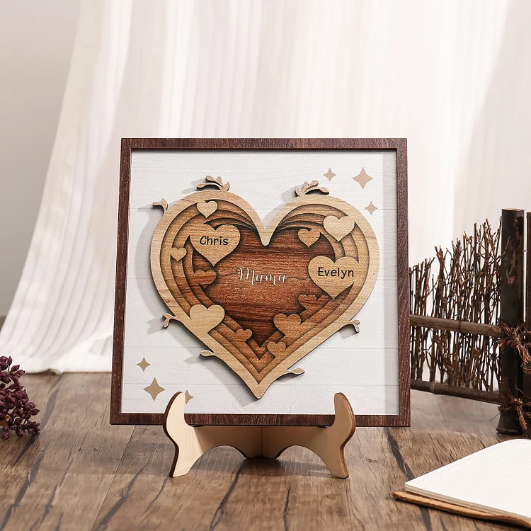 A mi mamá-Adorno 2-6 nombres personalizados decoración de madera de corazón