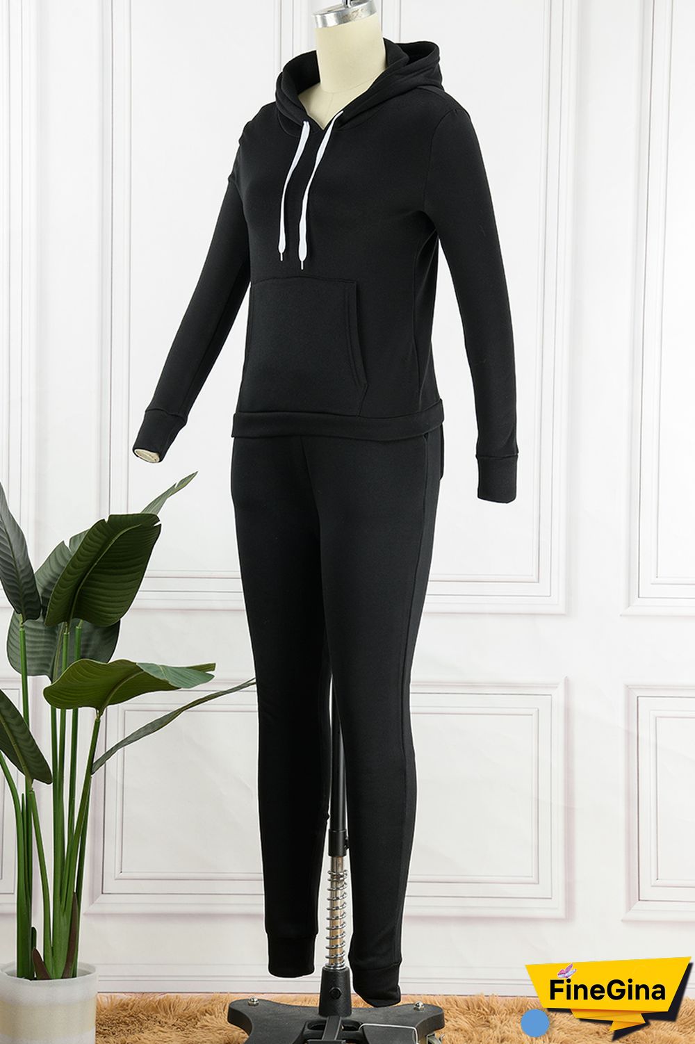 Khaki Casual Solid Patchwork Hooded Collar Long Sleeve Two Pieces