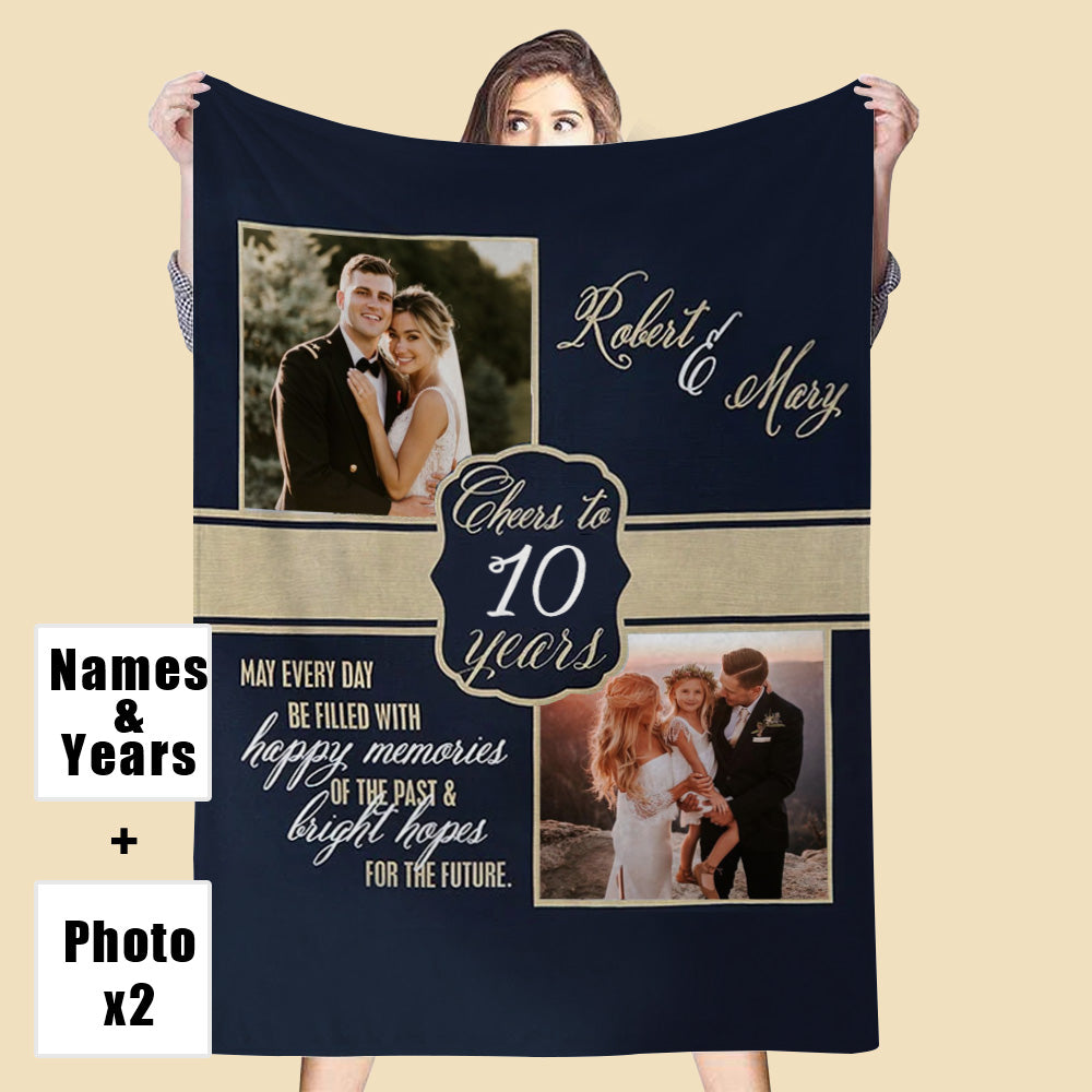 Loveyoufancy Custom 2 Photos Blanket Personalized Anniversary Fleece Blanket