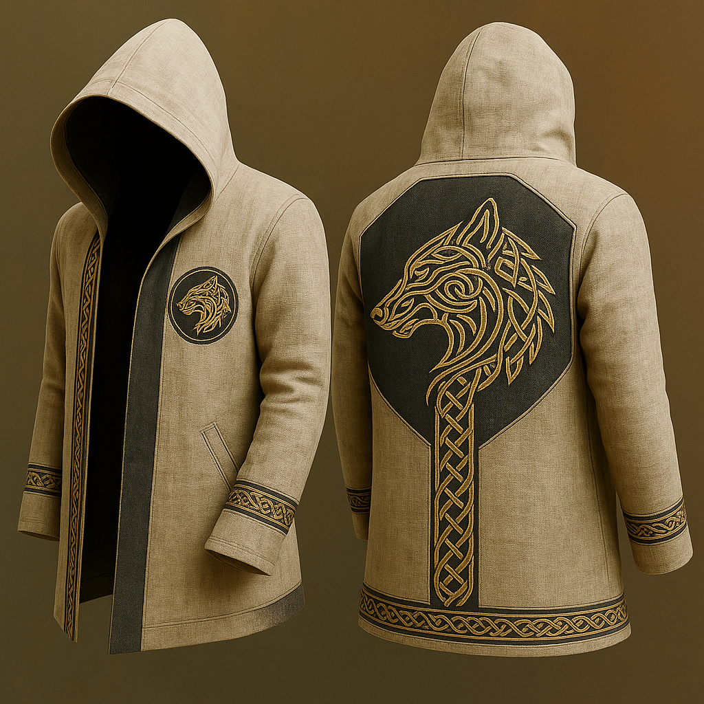 Men's Viking Knot Alpha Wolf Vintage Nordic Totem Hooded Jacket / Rvogue / Rvogue